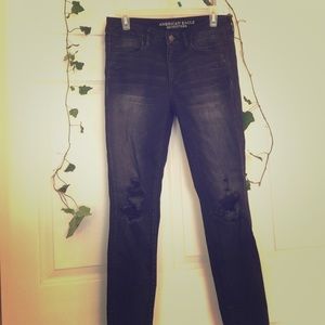AE Washed Black Distressed Jeans
